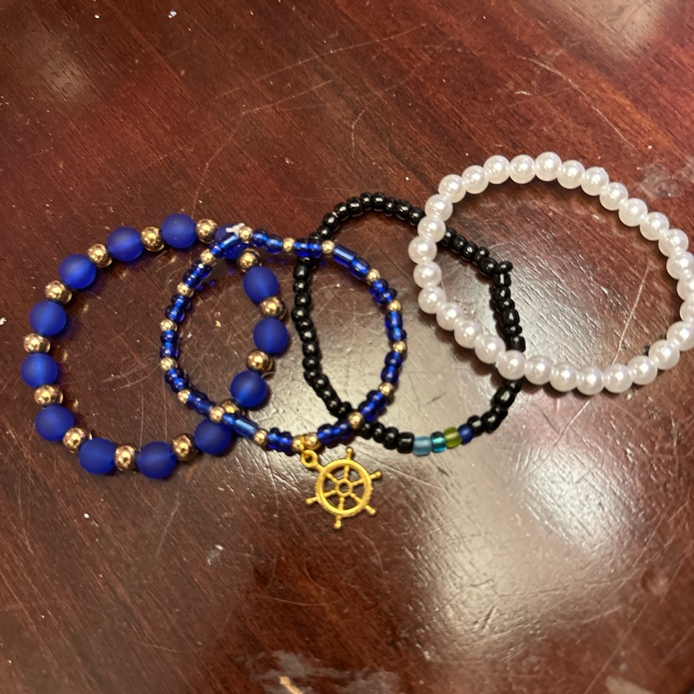 Set of four handmade beachy bracelets